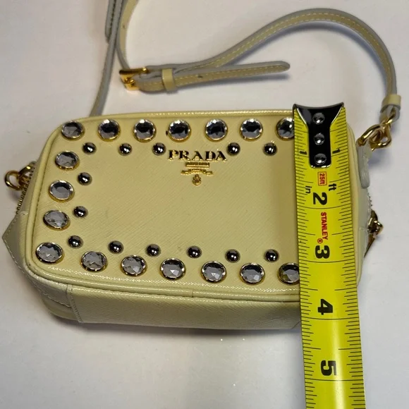 Prada Metallic Saffiano Leather Studded Mini Crossbody Bag - Picture 4 of 9